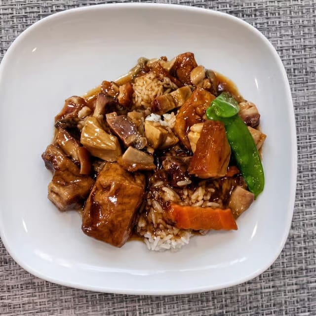 Roast Pork with Tofu on Rice / 豆腐燒肉飯.