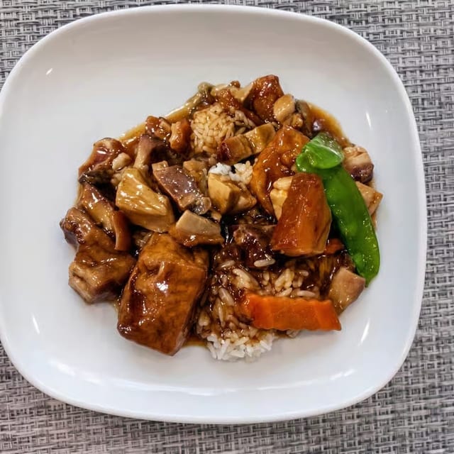 Roast Pork with Tofu on Rice / 豆腐燒肉飯.