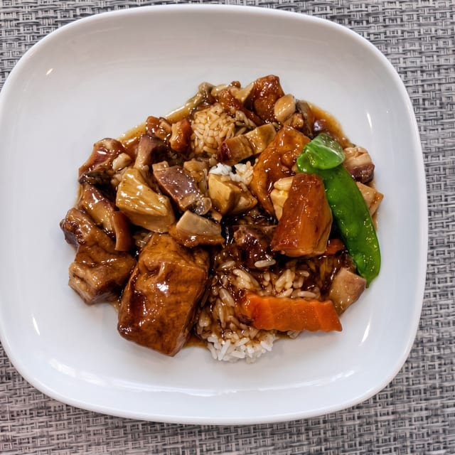 Roast Pork with Tofu on Rice / 豆腐燒肉飯.