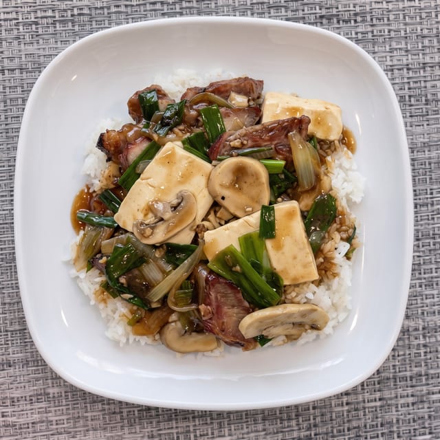 BBQ Pork with Tofu on Rice / 豆腐叉燒飯.