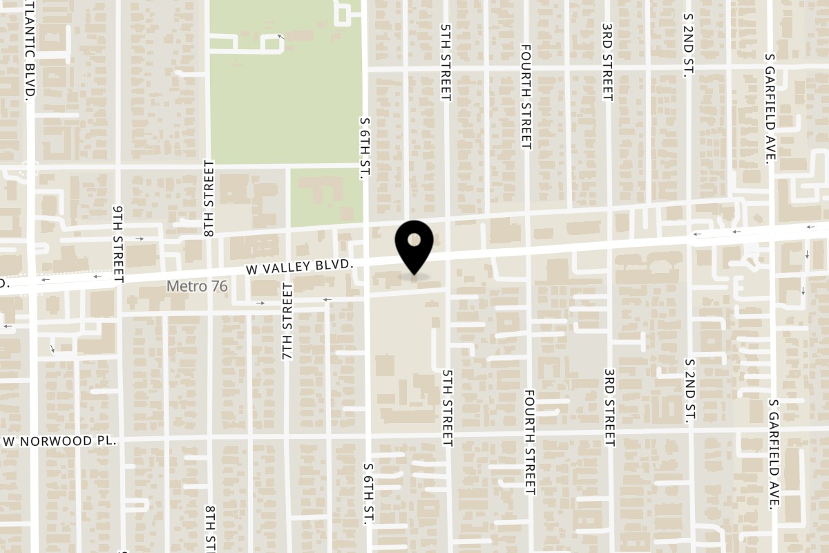 Map showing the location of Sam Woo Seafood and BBQ Alhambra on 514 Valley Blvd in Alhambra